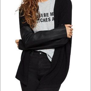 BCBG Generation faux leather cardigan. Black. Size L. New With Tags! NWT